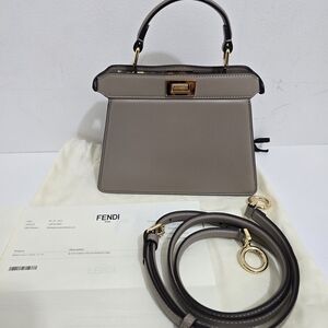 Fendi Peekaboo ISeeU Petite Dove Grey Padded Nappa Leather Bag